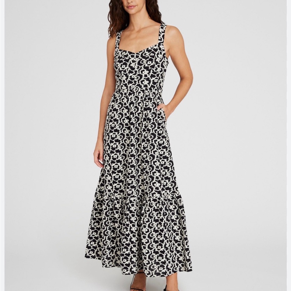 Club Monaco Black and White Floral Maxi Dress
